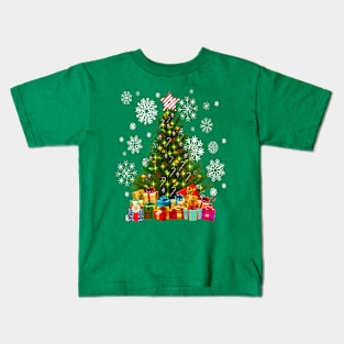 Merry Christmas Tree Lights Snowflakes Ornaments Winter Holiday Seasonal Kids T-Shirt